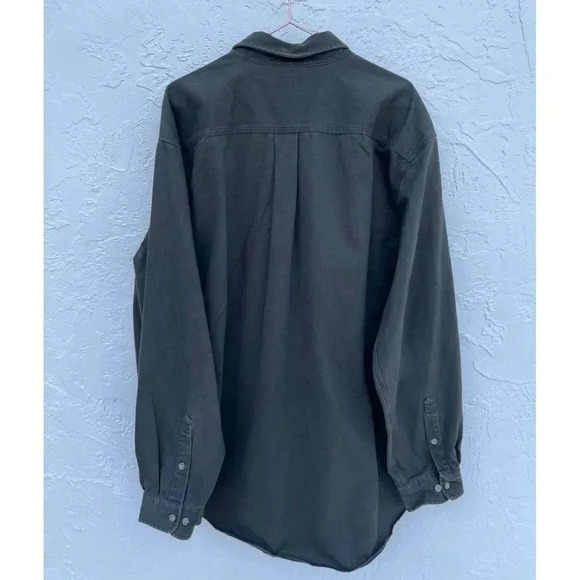 Carhartt Mens Long Sleeve Button Down Denim Shirt Jacket Military Green Sz 2XL - Picture 2 of 10
